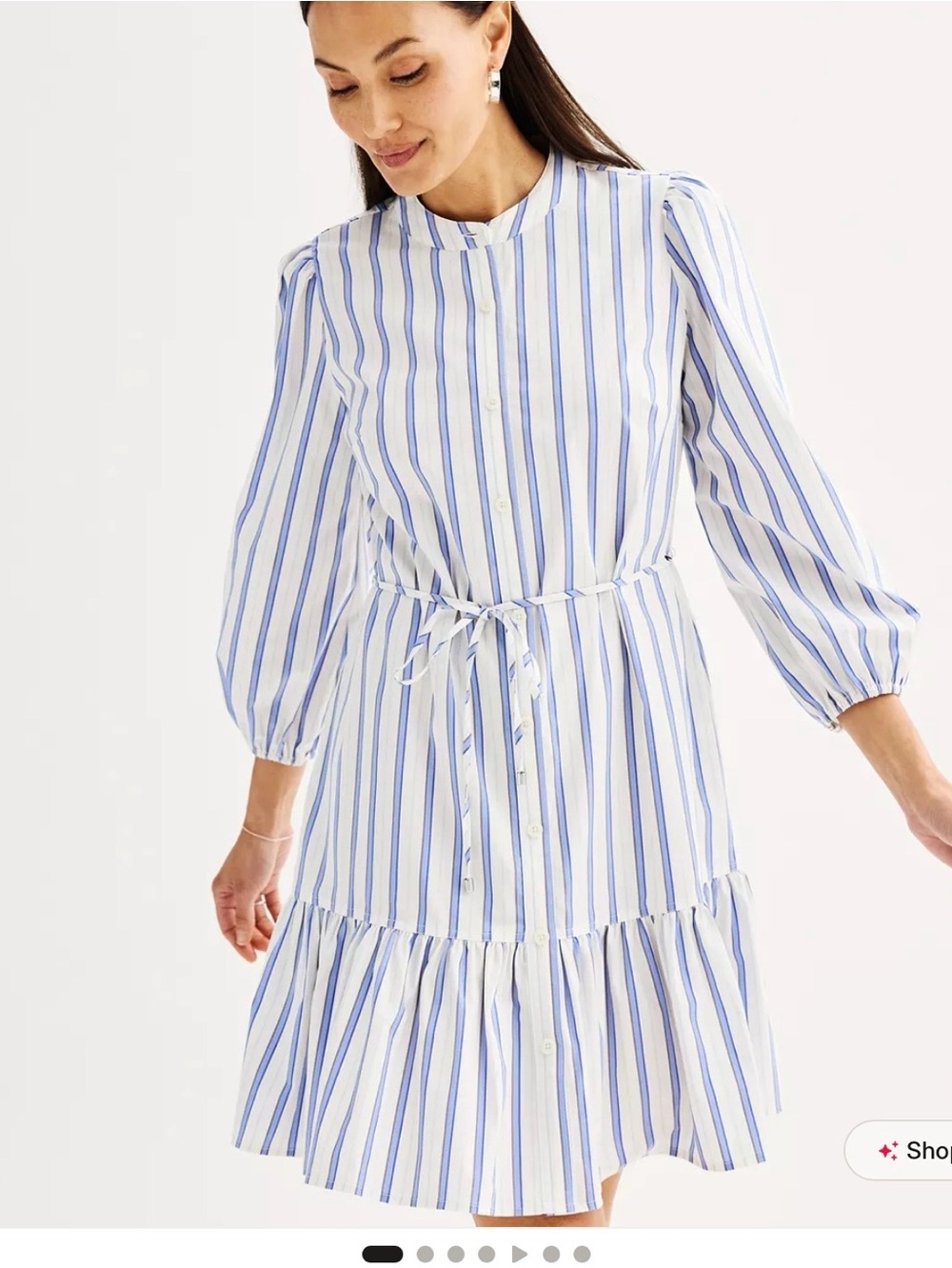 Nine West White And Blue Stripped Dress